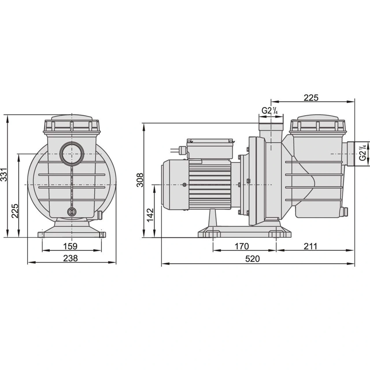 Насос для бассейна AquaViva LX SWIM035M (7m3/h  8m, 0,55kW, 0,75HP 220V, пф)